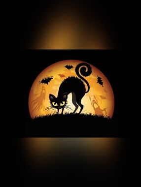 Custom Fridge Magnet Black Cat Halloween